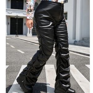 Plus Ruched Patent Pants
